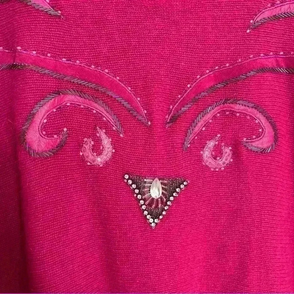 VINTAGE CEDARS Fuchsia Lambs Wool Blend Dolman Sleeve Crew neck Sweater | size L - Picture 8 of 11